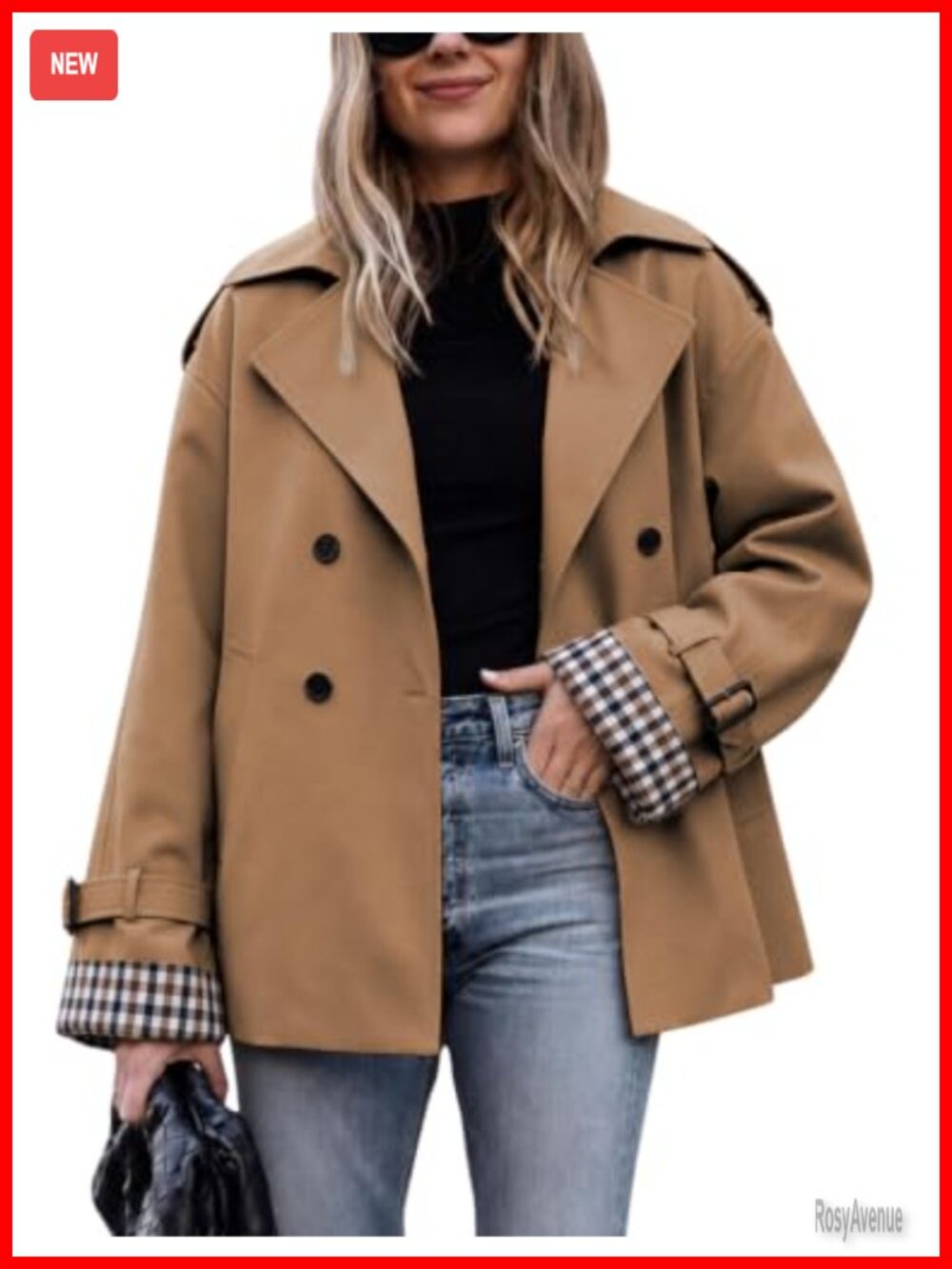 Cropped Oversized Trench Coat 100% Polyester Woven Button Front Women